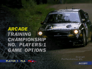 V-Rally Edition 99 title screen for Nintendo 64